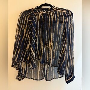 Sugarlips Navy and Beige Patterned Top